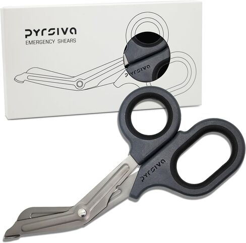 Glow-in-The-Dark Professional-Grade Emergency Trauma Shears by PYRSIVA Medical | Durable Titanized Blades, Rubberized Grips | for Nurses, EMTs, Paramedics, Physicians and vets in Kuwait