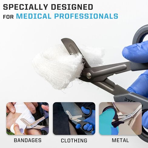 Glow-in-The-Dark Professional-Grade Emergency Trauma Shears by PYRSIVA Medical | Durable Titanized Blades, Rubberized Grips | for Nurses, EMTs, Paramedics, Physicians and vets in Kuwait