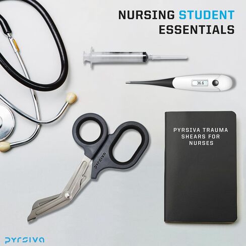 Glow-in-The-Dark Professional-Grade Emergency Trauma Shears by PYRSIVA Medical | Durable Titanized Blades, Rubberized Grips | for Nurses, EMTs, Paramedics, Physicians and vets in Kuwait