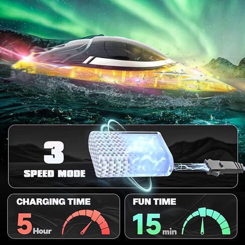 BEZGAR RC Boat, 16 inch Big Remote Control Boat for Kids and Adults, 30 KPH Large Fast RC Speed Boat with 1500mAh Battery, Ideal Waterproof Toy Boats for Pools & Lakes - RH709 Yellow in Saudi Arabia