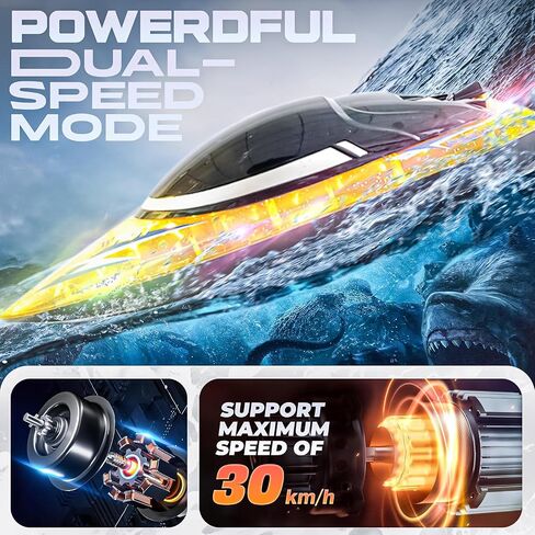 BEZGAR RC Boat, 16 inch Big Remote Control Boat for Kids and Adults, 30 KPH Large Fast RC Speed Boat with 1500mAh Battery, Ideal Waterproof Toy Boats for Pools & Lakes - RH709 Yellow in Saudi Arabia