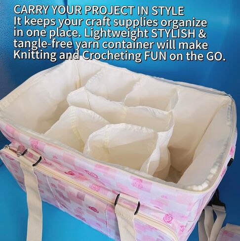 Athena's Elements Knitting Bag Yarn Storage Tote, Large Crochet Organizer Bag, Yarn Storage Holder for Crocheting Knitter, Knitting Project Bag, Crochet Accessories Set, Gifts for Crochet Lovers in Saudi Arabia