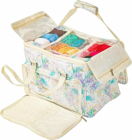 Athena's Elements Knitting Bag Yarn Storage Tote, Large Crochet Organizer Bag, Yarn Storage Holder for Crocheting Knitter, Knitting Project Bag, Crochet Accessories Set, Gifts for Crochet Lovers in Saudi Arabia