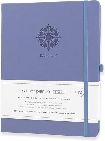 Smart Planner Daily Planner 2024 – Undated A4 Large Planner – Weekly Monthly Daily Journal Planner to Achieve Goals, Full Focus & Productivity, Time Management & Happiness - Hardcover, Leather in Kuwait