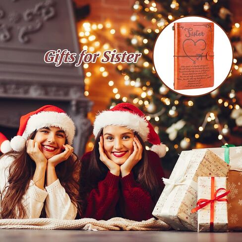 MINICAGIE Sister Birthday Gifts, Sister Leather Journal to My Sister Book Refillable Diary Vintage Notebook Travel Journals for Writing, Christmas Birthday Thanksgiving Wedding Gifts for Sisters in Saudi Arabia