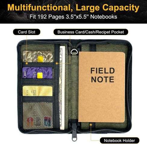 Notebook Wallet for Field Notes Notebooks - For 3.5 x 5.5 Notebook Cover Field Notes Wallet for Field Notes Cover Moleskine Cahier Journal Cover Lochby Pocket Journal Cover for Field Notebook Cover in Saudi Arabia
