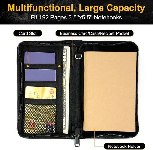 Notebook Wallet for Field Notes Notebooks - For 3.5 x 5.5 Notebook Cover Field Notes Wallet for Field Notes Cover Moleskine Cahier Journal Cover Lochby Pocket Journal Cover for Field Notebook Cover in Saudi Arabia