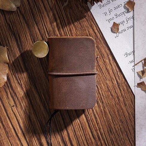 Borsgye Daily Planner Keychain Keyring Refillable Journal Small Notebook for Writing Tiny Leather Vintage Mini Size Traveler Note Book 4.8cm x 3.2cm – Brown in Saudi Arabia