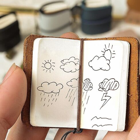 Borsgye Daily Planner Keychain Keyring Refillable Journal Small Notebook for Writing Tiny Leather Vintage Mini Size Traveler Note Book 4.8cm x 3.2cm – Brown in Saudi Arabia