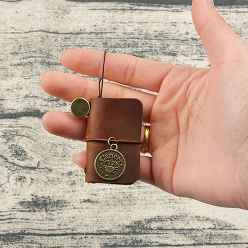 Borsgye Daily Planner Keychain Keyring Refillable Journal Small Notebook for Writing Tiny Leather Vintage Mini Size Traveler Note Book 4.8cm x 3.2cm – Brown in Saudi Arabia