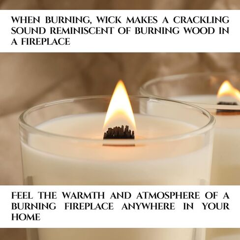 مجموعة صنع الشموع المكونة من 151 قطعة - فتائل شموع خشبية مع قاعدة معدنية لصنع الشموع فتائل خشبية بدون دخان للشموع مع أداة تشذيب فتيل الشمعة السوداء وملصقات (أسود) in Kuwait