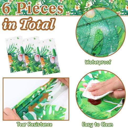 مفرش طاولة Peryiter Jungle Safari Animals من البلاستيك غطاء طاولة واحد مقاس 54 × 108 بوصة مفرش طاولة باللون الأخضر المريمية ديكورات سفاري لحفلات الغابة والأطفال الصغار ومستلزمات حفلات أعياد الميلاد (3 قطع) in Kuwait