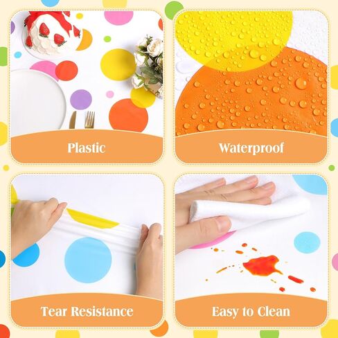 Oudain 3 Pcs Birthday Plastic Tablecloth Colorful Polka Dot Happy Birthday Decorations 108 x 54 Inch Rectangular Disposable Colorful Waterproof Table Cover for Birthday Party in Saudi Arabia