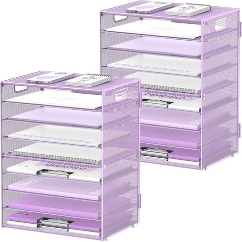 DALTACK 9-Tier Paper Letter Tray Desk Organizer with Handles, Mesh File Holder Organization, Paper Sorter Desk Organizer for Office Home School, Black in Kuwait