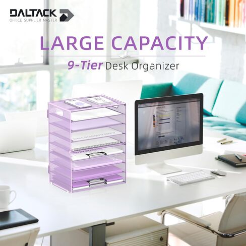 DALTACK 9-Tier Paper Letter Tray Desk Organizer with Handles, Mesh File Holder Organization, Paper Sorter Desk Organizer for Office Home School, Black in Kuwait