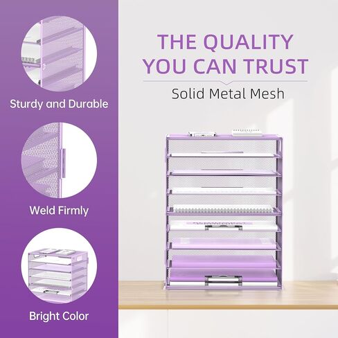 DALTACK 9-Tier Paper Letter Tray Desk Organizer with Handles, Mesh File Holder Organization, Paper Sorter Desk Organizer for Office Home School, Black in Kuwait