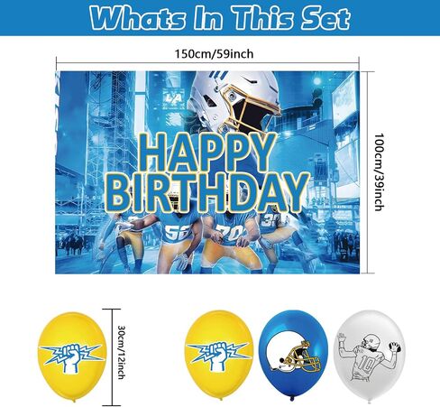 32Pcs For Los Angeles Team Rugby Theme Birthday Party Decorations,With 5 * 3ft Birthday Backdrop Decorations,13 Cupcake Toppers,18 Balloons,for Kids Birthday Party Supplies in Saudi Arabia