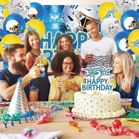 32Pcs For Los Angeles Team Rugby Theme Birthday Party Decorations,With 5 * 3ft Birthday Backdrop Decorations,13 Cupcake Toppers,18 Balloons,for Kids Birthday Party Supplies in Saudi Arabia