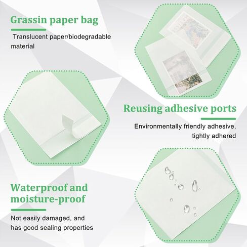 PH PandaHall 60Pcs Glassine Bags Self Seal Glassine Paper Envelopes, Self Adhesive Paper Bag Waxed Paper Storage Bag for Cookie Candy Soap Cards Snacks Food Treat Gift Favor,5.12x3.62inches in Saudi Arabia