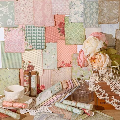 30 Pcs Vintage Floral Scrapbook Paper, Junk Jounral Supplies for Planner Card Making Collage Emblishment Diy Photo Album Craft Decoration, 10 Patterns, 3.9 × 5.5 inch (WRDF08) in Saudi Arabia