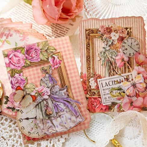 30 Pcs Vintage Floral Scrapbook Paper, Junk Jounral Supplies for Planner Card Making Collage Emblishment Diy Photo Album Craft Decoration, 10 Patterns, 3.9 × 5.5 inch (WRDF08) in Saudi Arabia