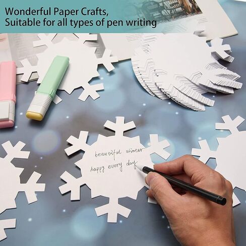144 Pieces Snowflakes Cutouts Paper, Christmas Snowflakes Shapes Paper Winter Snowflake Decoration Snowflake Bulletin Board Cutouts Snowflake Classroom Decor for DIY Craft Holiday Xmas Party Supplies in Saudi Arabia