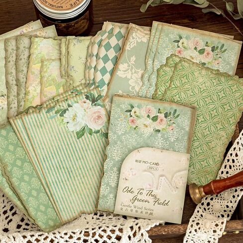 30 Pcs Vintage Floral Scrapbook Paper, Junk Jounral Supplies for Planner Card Making Collage Emblishment Diy Photo Album Craft Decoration, 10 Patterns, 3.9 × 5.5 inch (WRDF08) in Kuwait