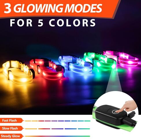 Lighted Dog Collars for Night Waterproof, Glowing Dog Collars, USB Rechargeable Led Light Up Dog Collars, Glow in Dark Dog Collars for Medium Large Dogs (Green, Pack of 1) in Saudi Arabia