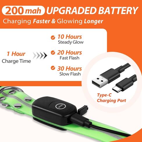 Lighted Dog Collars for Night Waterproof, Glowing Dog Collars, USB Rechargeable Led Light Up Dog Collars, Glow in Dark Dog Collars for Medium Large Dogs (Green, Pack of 1) in Saudi Arabia