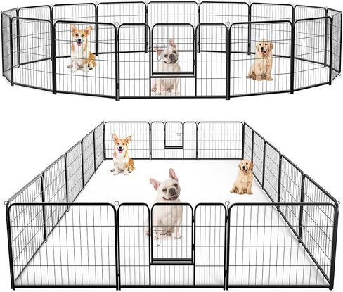 SMUG Heavy-Duty Iron Dog Playpen –8 Panel 24" Durable, Rust-Resistant Pet Fence for Indoor & Outdoor Use, Secure & Spacious Pet Play Area for Dogs, Puppies & Small Animals in Saudi Arabia