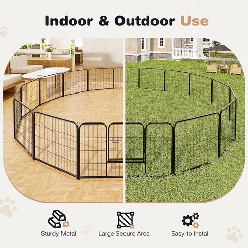 SMUG Heavy-Duty Iron Dog Playpen –8 Panel 24" Durable, Rust-Resistant Pet Fence for Indoor & Outdoor Use, Secure & Spacious Pet Play Area for Dogs, Puppies & Small Animals in Saudi Arabia