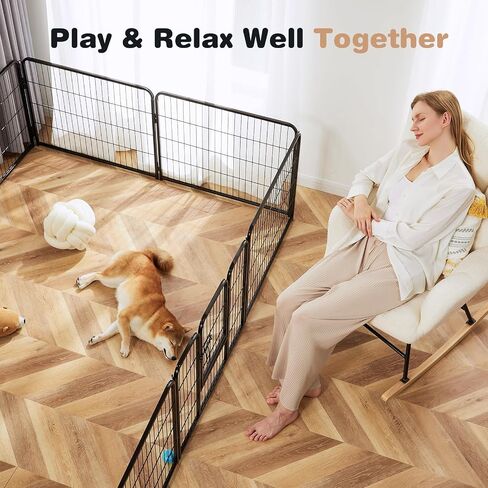 SMUG Heavy-Duty Iron Dog Playpen –8 Panel 24" Durable, Rust-Resistant Pet Fence for Indoor & Outdoor Use, Secure & Spacious Pet Play Area for Dogs, Puppies & Small Animals in Saudi Arabia