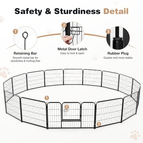 SMUG Heavy-Duty Iron Dog Playpen –8 Panel 24" Durable, Rust-Resistant Pet Fence for Indoor & Outdoor Use, Secure & Spacious Pet Play Area for Dogs, Puppies & Small Animals in Saudi Arabia