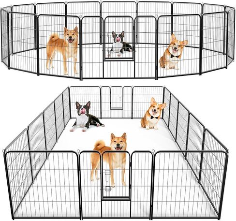SMUG Heavy-Duty Iron Dog Playpen –8 Panel 24" Durable, Rust-Resistant Pet Fence for Indoor & Outdoor Use, Secure & Spacious Pet Play Area for Dogs, Puppies & Small Animals in Saudi Arabia