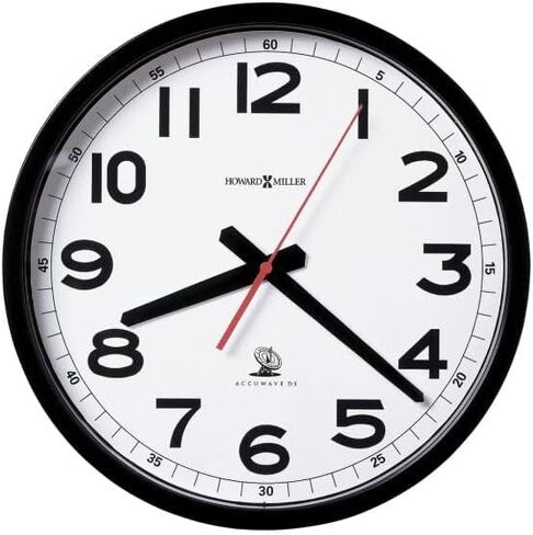 Howard Miller Eagle Wall Clock II 547-671 – Black Case with Crystal Glass, Automatically Resets/Adjusts to Daylight Savings, Atomic Radio Control Movement in Saudi Arabia