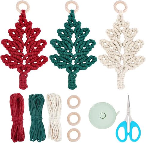 INFUNLY 3Set Macrame Christmas Tree Ornaments Kit Christmas Angel Ornament Decorations DIY Macrame Angel Kit for Beginner Macrame Hanging Charms with Instruction Video for Christmas Home Decor in Saudi Arabia