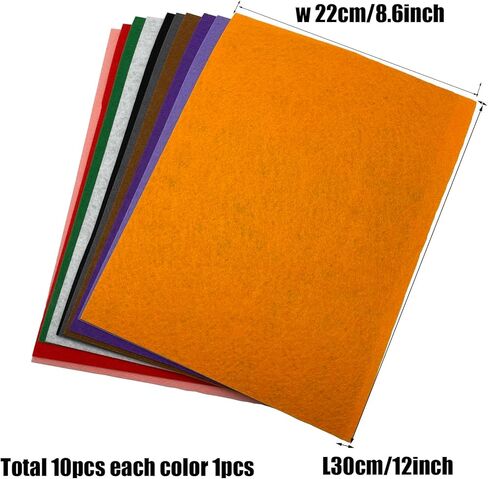 10PCS 9 x 12 inches Felt Fabric Sheet Assorted Color DIY Craft Squares Nonwoven Patchwork in Kuwait