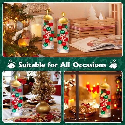 NOTCHIS Christmas Vase Fillers Floating Beads, Highlight Pearls Bead for Christmas Decorations Indoor, Floating Candles Centerpieces (Green and Red) in Saudi Arabia