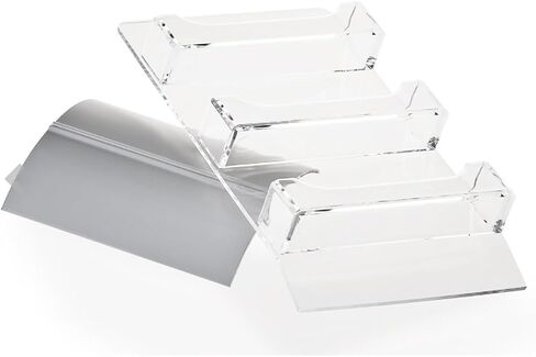 Premium Business Card or Gift Card Holder Display for Tabletop 3-Pocket, Slant Back – Silver in Saudi Arabia