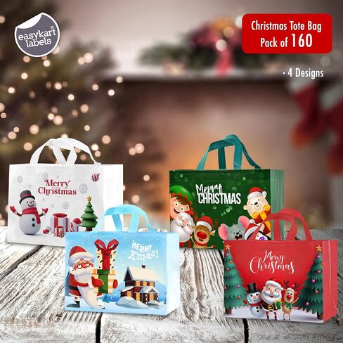16PCS Christmas Gift Bags,Christmas Tote Bags with Handles, Christmas Treat Bags, Multifunctional Non-Woven Christmas Bags for Gifts Wrapping Shopping, Xmas Party Supplies, 13"×9.8"×6.6" in Saudi Arabia