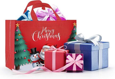 16PCS Christmas Gift Bags,Christmas Tote Bags with Handles, Christmas Treat Bags, Multifunctional Non-Woven Christmas Bags for Gifts Wrapping Shopping, Xmas Party Supplies, 13"×9.8"×6.6" in Saudi Arabia