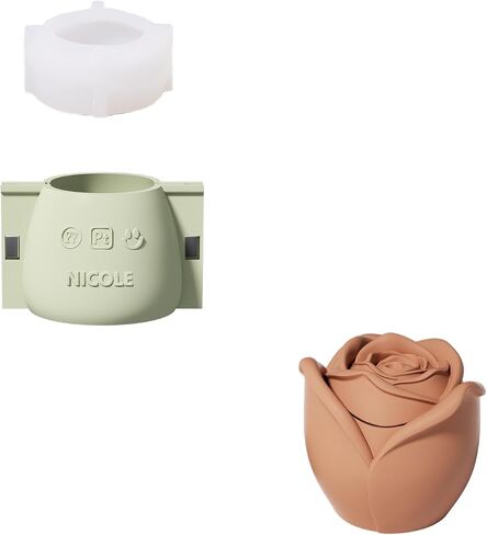 BOOWAN NICOLE Rose Candle Vessels with Lid Silicone Molds & Candle Refill Silicone Molds, Candle Jar Silicone Mould for Jesmonite Concrete Cement Mother’ Day Gifts (SH1068) in Kuwait