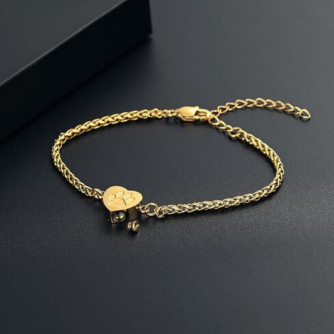 Heart Urn Bracelet for Ashes Pet Paw Cremation Bracelet for Pets Ashes Dog Memorial Bracelet for Ashes Paw Print Cremation Bangle Jewelry Urn Bracelet for Women in Saudi Arabia