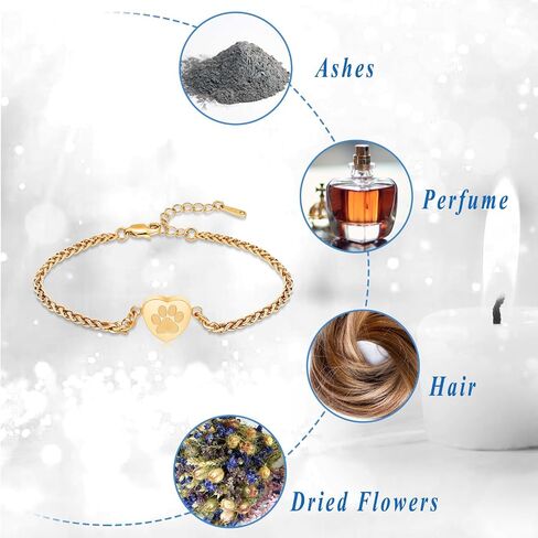 Heart Urn Bracelet for Ashes Pet Paw Cremation Bracelet for Pets Ashes Dog Memorial Bracelet for Ashes Paw Print Cremation Bangle Jewelry Urn Bracelet for Women in Saudi Arabia
