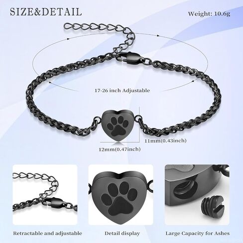 Heart Urn Bracelet for Ashes Pet Paw Cremation Bracelet for Pets Ashes Dog Memorial Bracelet for Ashes Paw Print Cremation Bangle Jewelry Urn Bracelet for Women in Saudi Arabia
