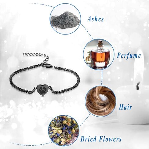Heart Urn Bracelet for Ashes Pet Paw Cremation Bracelet for Pets Ashes Dog Memorial Bracelet for Ashes Paw Print Cremation Bangle Jewelry Urn Bracelet for Women in Saudi Arabia