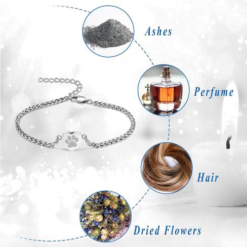 Heart Urn Bracelet for Ashes Pet Paw Cremation Bracelet for Pets Ashes Dog Memorial Bracelet for Ashes Paw Print Cremation Bangle Jewelry Urn Bracelet for Women in Saudi Arabia