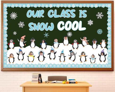 Winter Bulletin Board Decorations Set Winter Bulletin Board Decor Penguins Paper Cutout Blackboard Borders Snowflakes Cutouts Holiday Classroom Decorations for Xmas School Winter Classroom Decor in Saudi Arabia