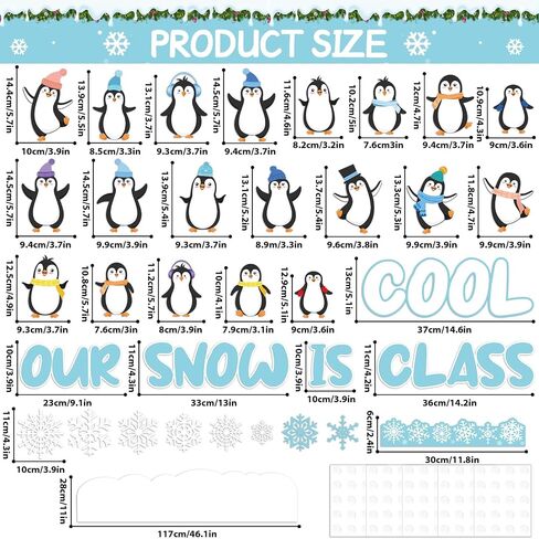 Winter Bulletin Board Decorations Set Winter Bulletin Board Decor Penguins Paper Cutout Blackboard Borders Snowflakes Cutouts Holiday Classroom Decorations for Xmas School Winter Classroom Decor in Saudi Arabia