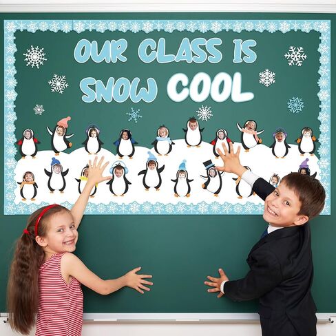 Winter Bulletin Board Decorations Set Winter Bulletin Board Decor Penguins Paper Cutout Blackboard Borders Snowflakes Cutouts Holiday Classroom Decorations for Xmas School Winter Classroom Decor in Saudi Arabia